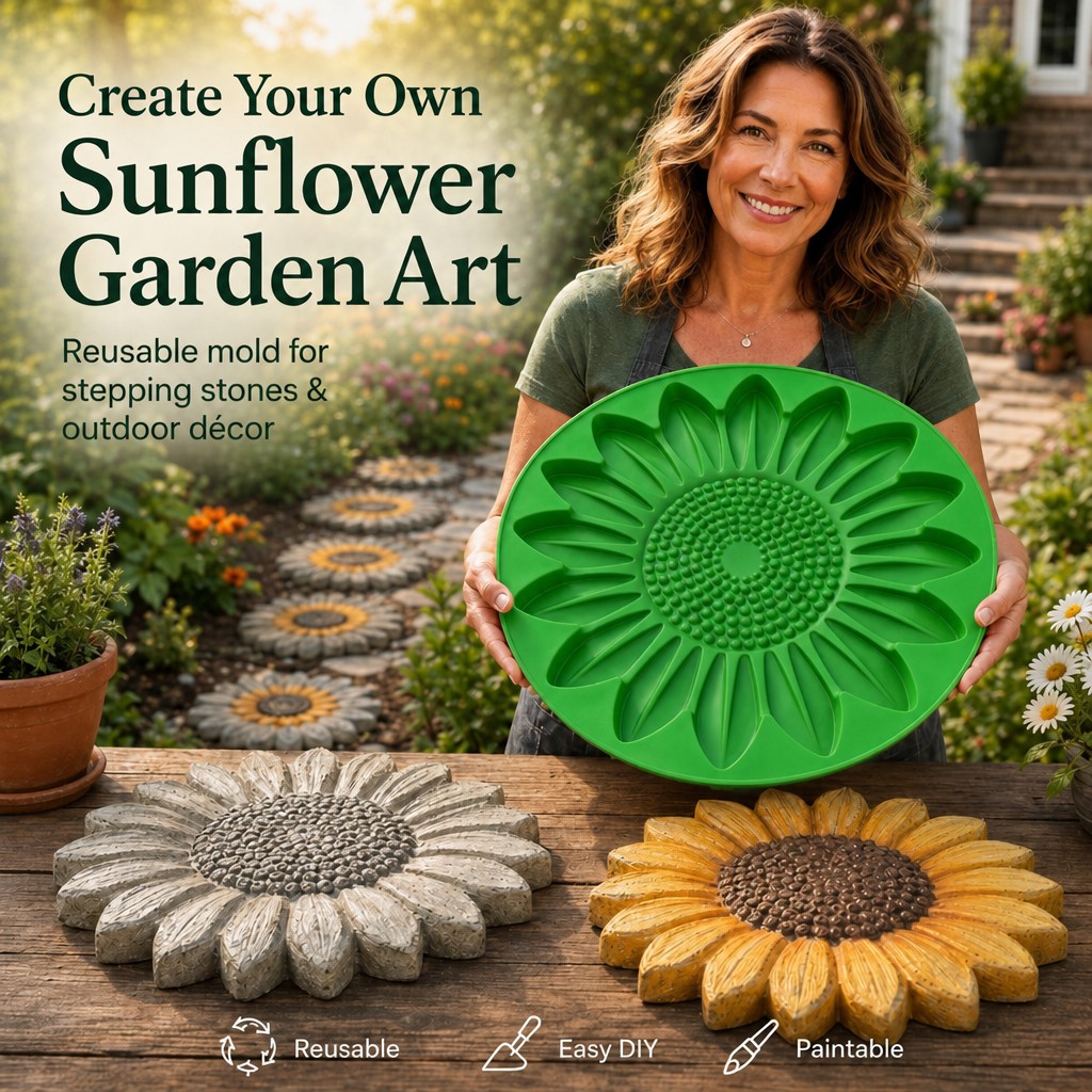 Gardening Tool Diy - 해바라기 테라스 석재 몰드 세트, 콘크리트